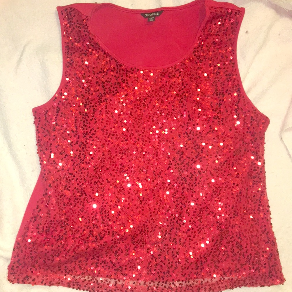Red sequin tank top